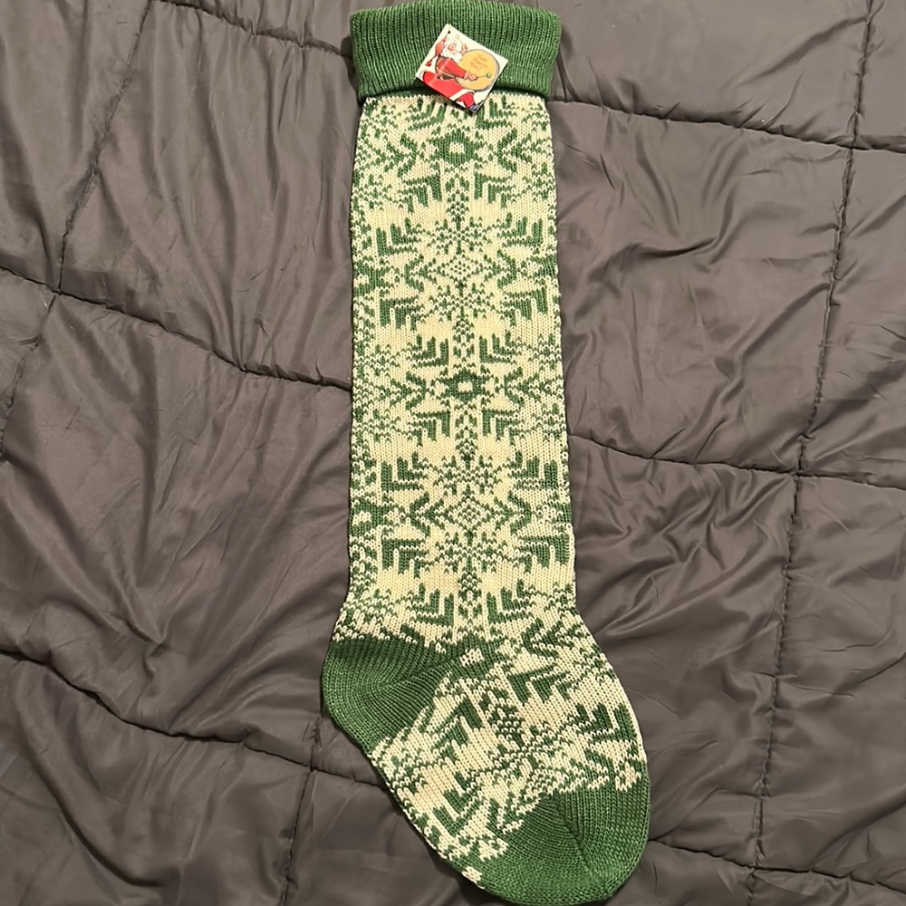 Green Snowflake Christmas Stocking XL